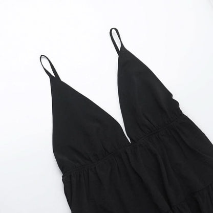 Ruched deep v neck backless cami maxi dress