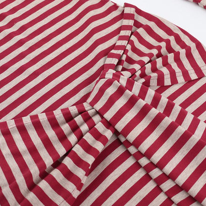 Striped print crewneck gloves mini dress