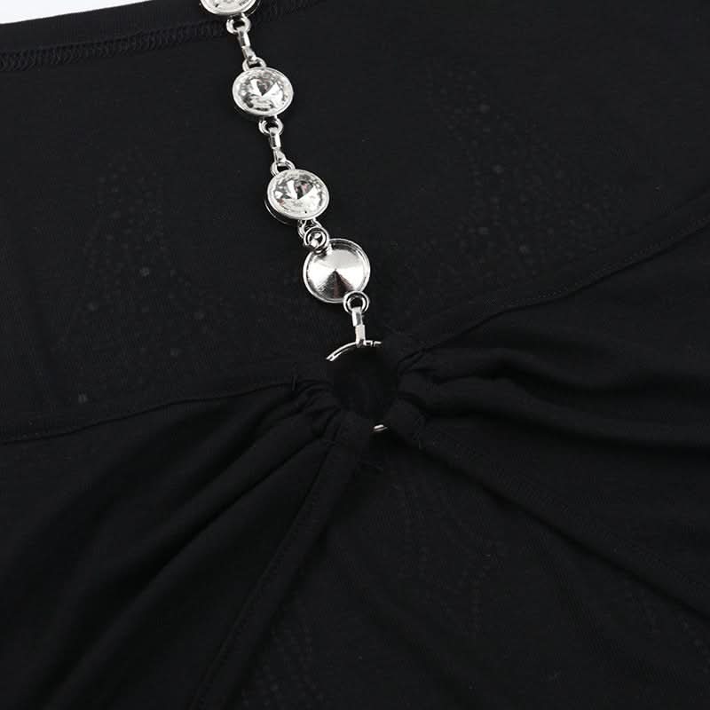 Cowl neck beaded cross pattern backless top