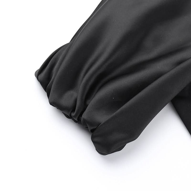 One shoulder ruched irregular satin maxi dress