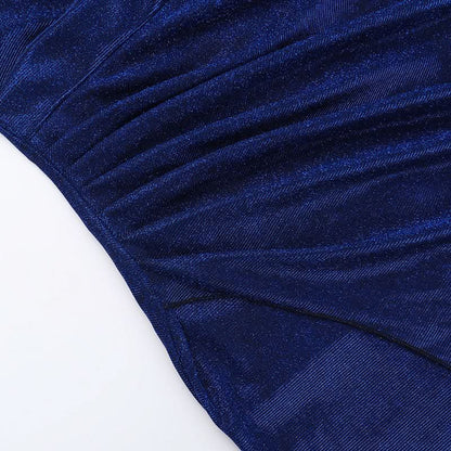 Slit ruched irregular zip-up tube maxi dress