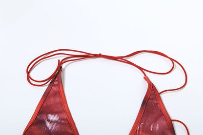 Halter self tie slit metal chain print maxi dress