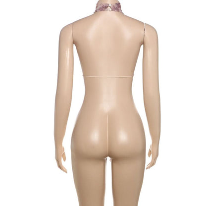 Button mesh halter print self tie top