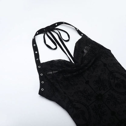 Halter self tie cowl neck print solid maxi dress