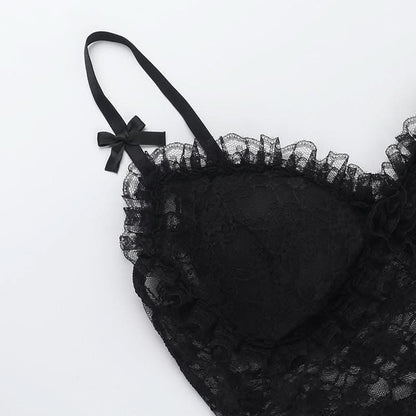 Bowknot lace v neck ruched cami top