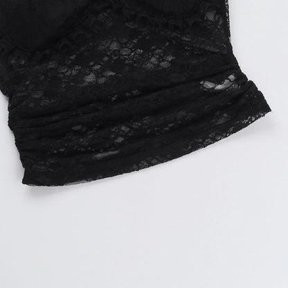 Bowknot lace v neck ruched cami top