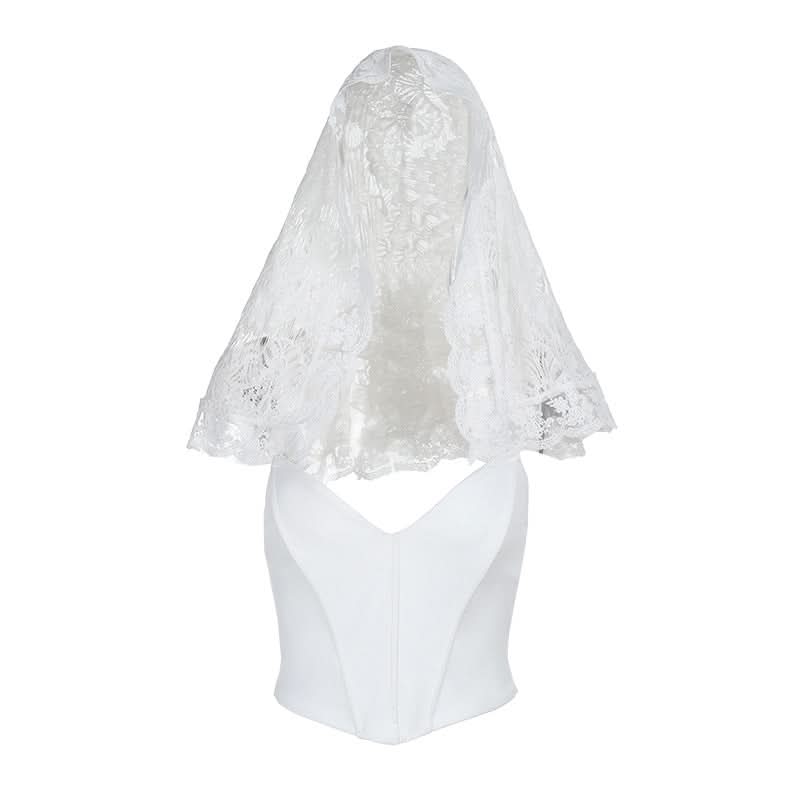 Lace sweetheart neck corset solid tube top