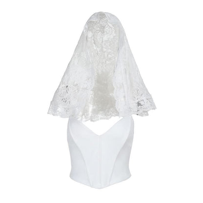 Lace sweetheart neck corset solid tube top