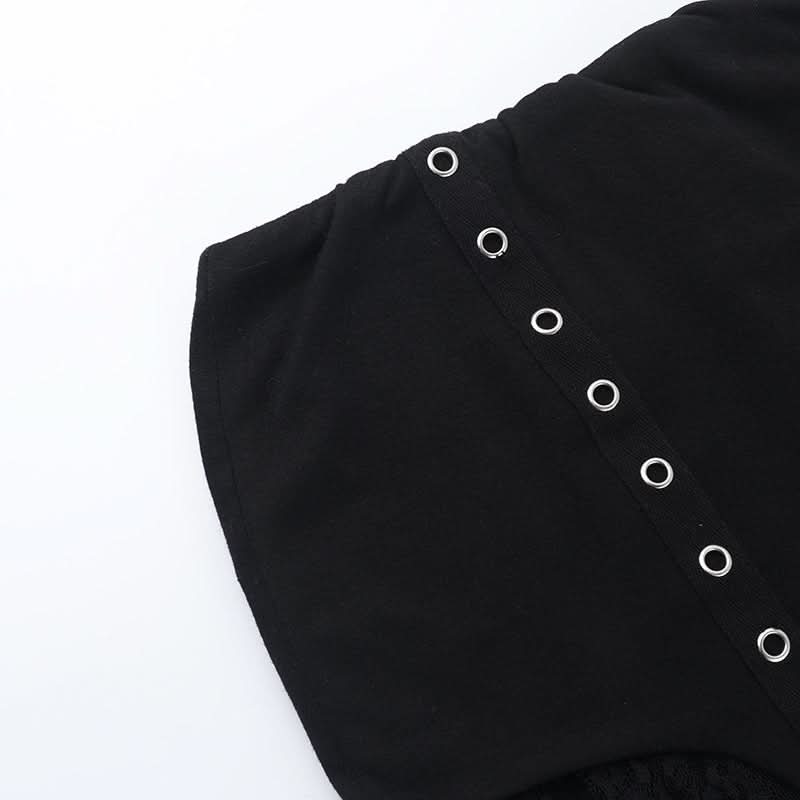 Irregular lace patchwork solid midi skirt