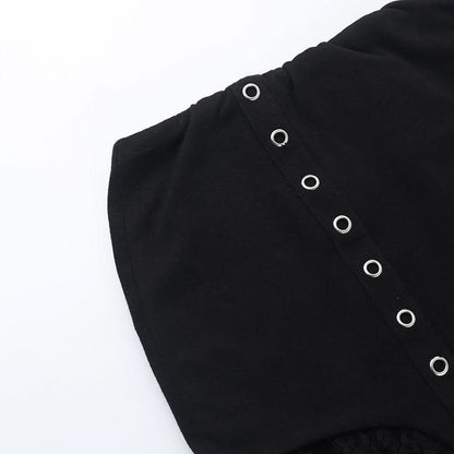 Irregular lace patchwork solid midi skirt