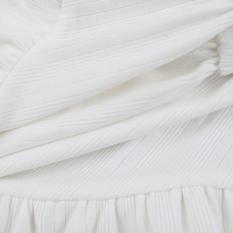 Knotted ruffle ruched solid tube pant set