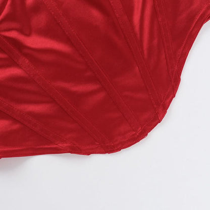 Corset v neck backless solid cami top