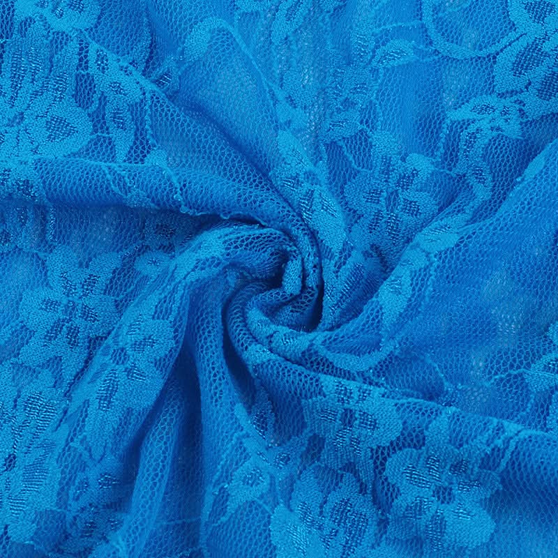 Slit hollow out lace ruched tube maxi dress