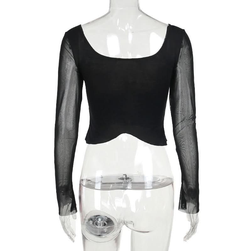 Long sleeve lace ruched self tie crop top