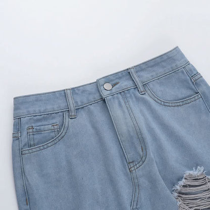 Raw hem button pocket denim mini skirt