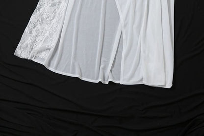 Irregular lace self tie solid mini skirt