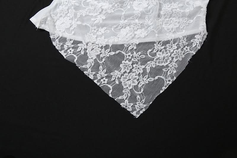 Lace v neck ruched irregular spaghetti strap top
