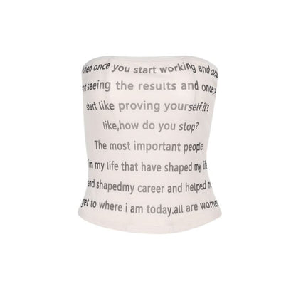 Mesh letter print contrast tube top