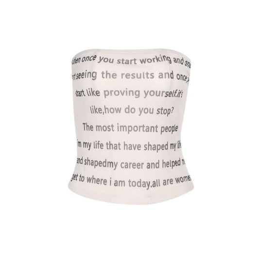 Mesh letter print contrast tube top