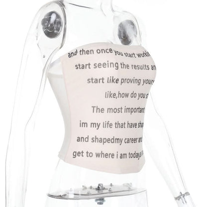 Mesh letter print contrast tube top