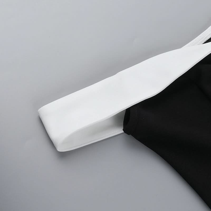 Off shoulder zip-up contrast tube mini dress