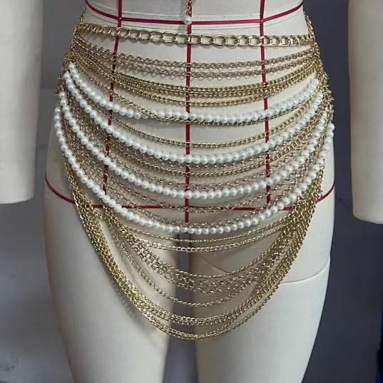Metal chain beaded halter cami top