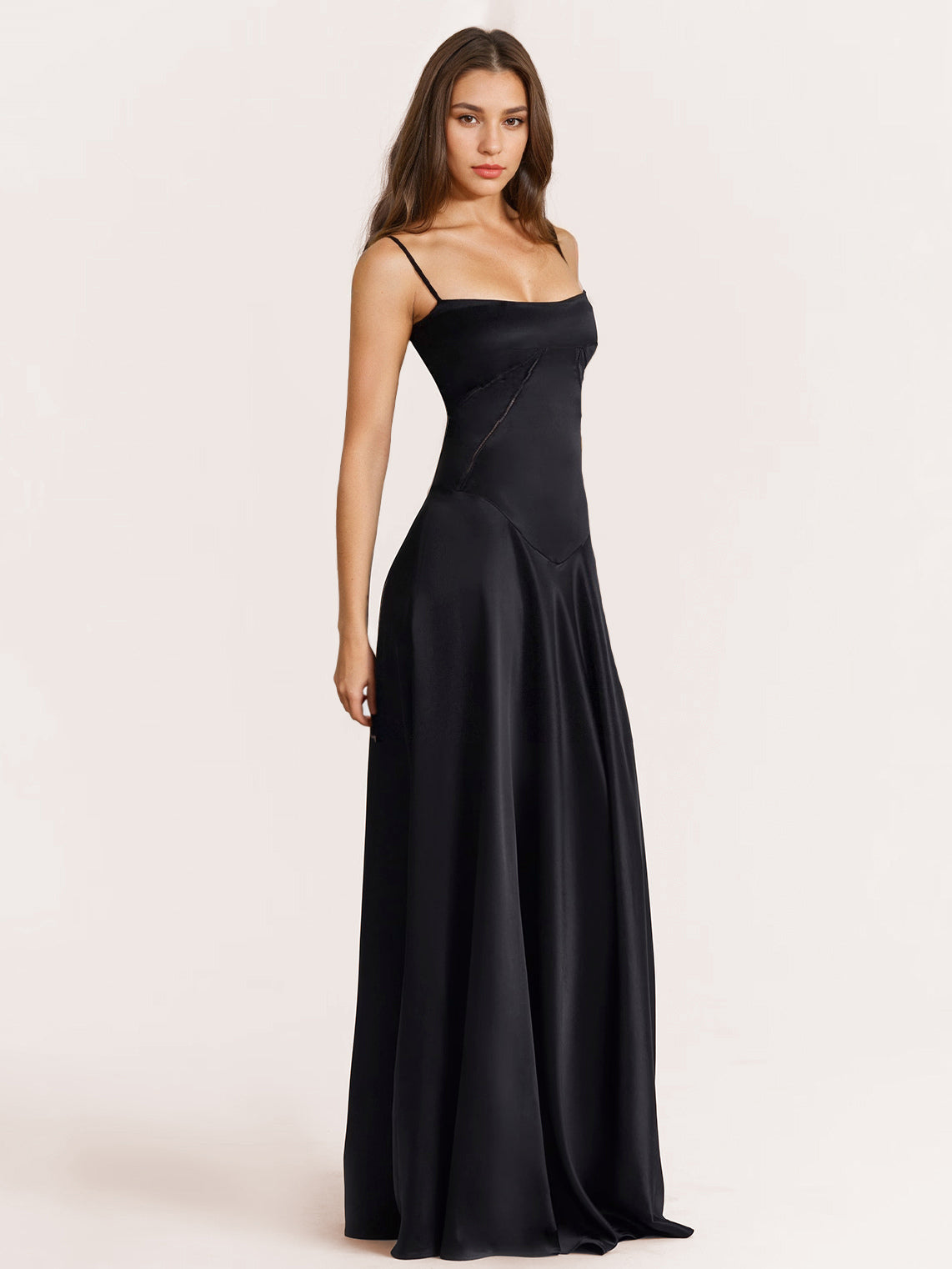 Corest Maxi Dress Adjustable Spaghetti Straps Backless Lace Up Prom Dresses