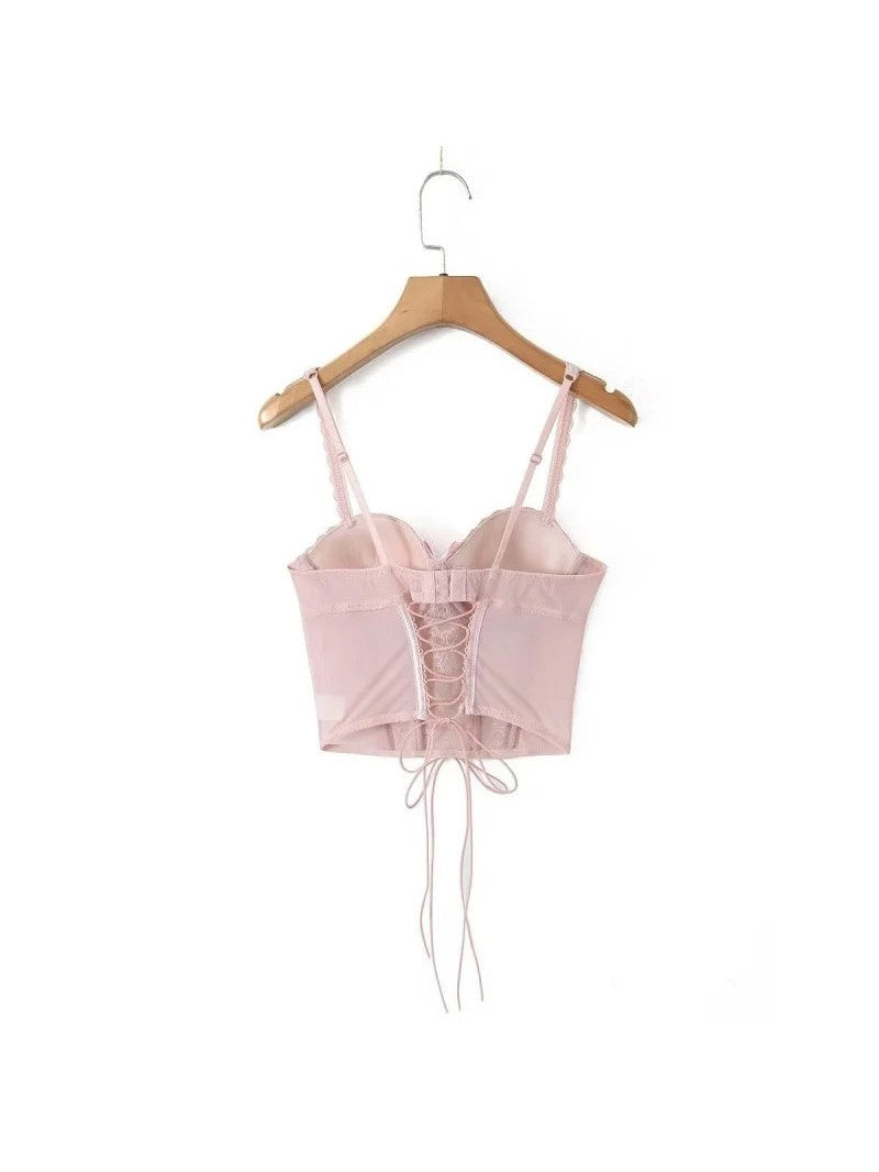 Lace Camisole Tie up Corset Tank Top