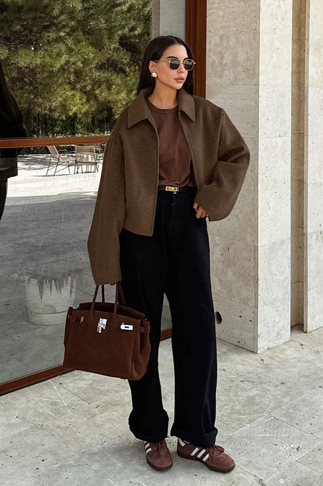 Minimalist Wool Cropped Jacket