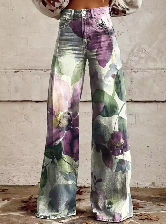 The Alessia — Floral Print Wide-Leg Trousers
