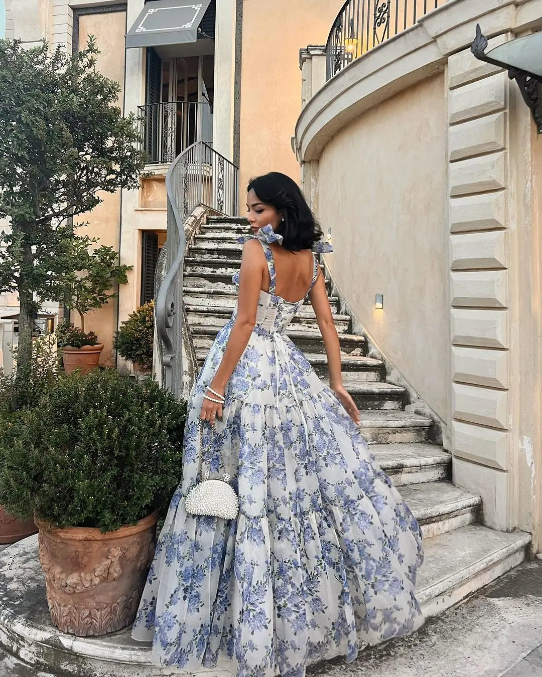 Sophia Blossom - Elegant Floral Tie-Strap Maxi Dress