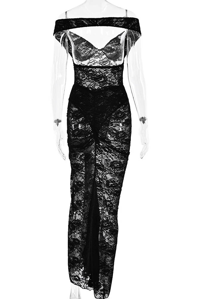 Lace Whisper – Backless Skirt Ensemble