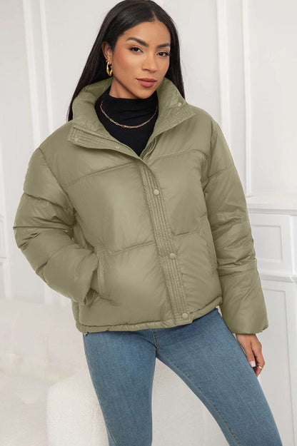 Cropped Stand Collar Puffer Jacket