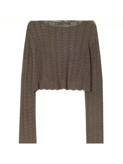 Cutout Thin Loose Long Sleeve Knit