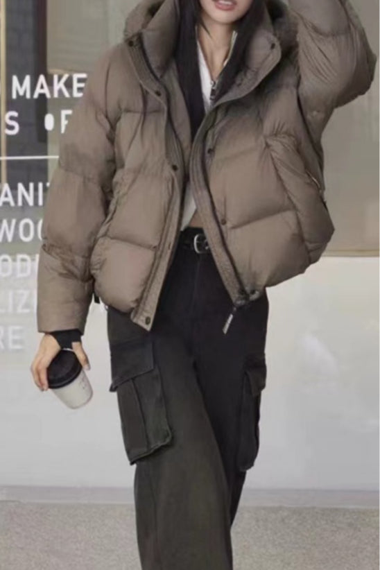 Cropped Hooded Insulated Puffer Jacket