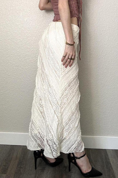 Low Waist Lace Twill Bodycon Skirt