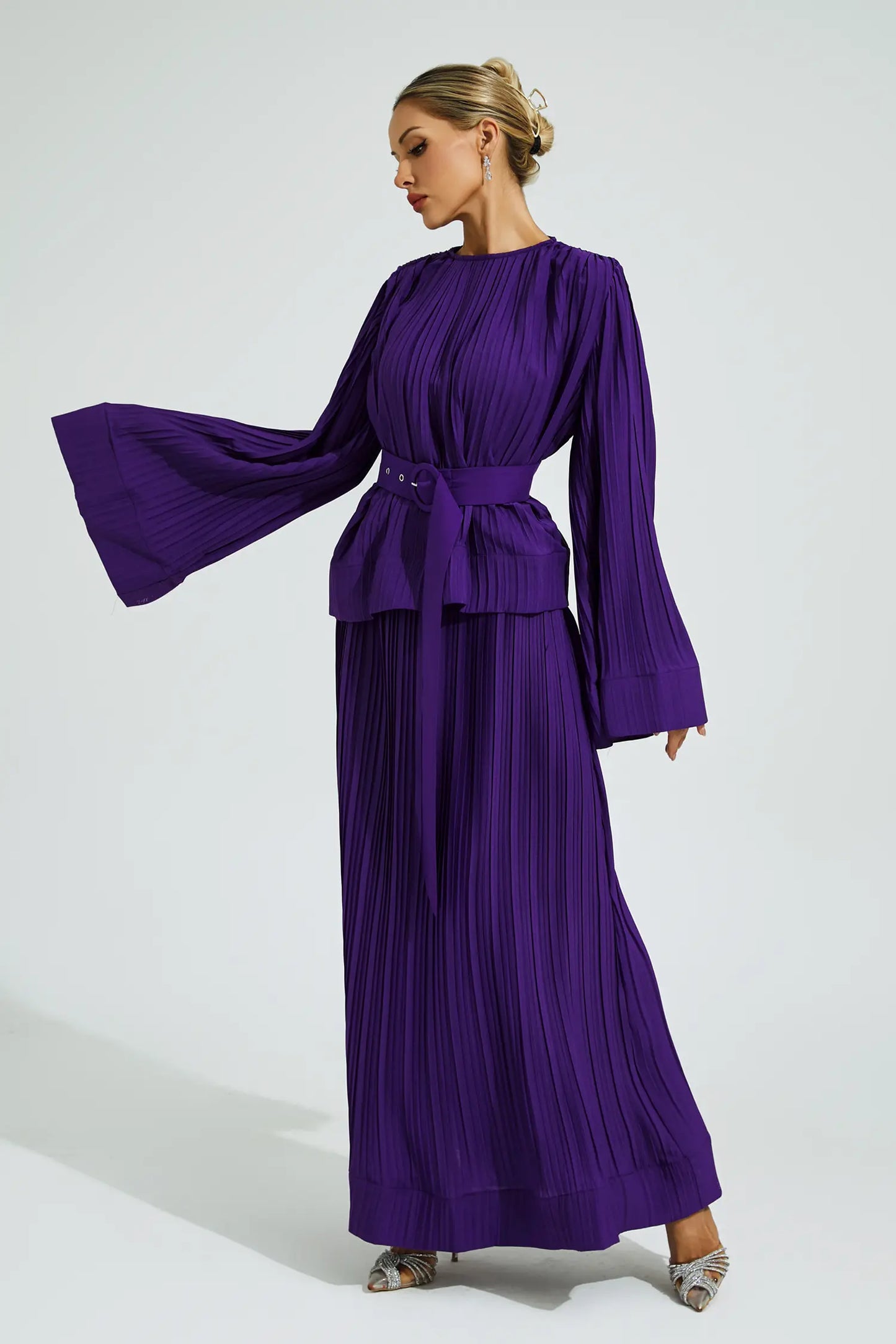 Gaskell Purple Belted Ruffle Set