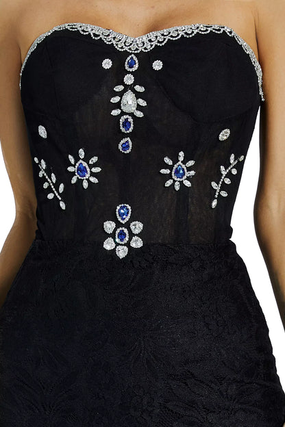 Teresa Black Diamond Off-shoulder Dress