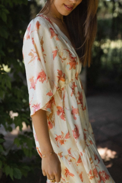 Fashion V-neck Loose Printed Long Dress