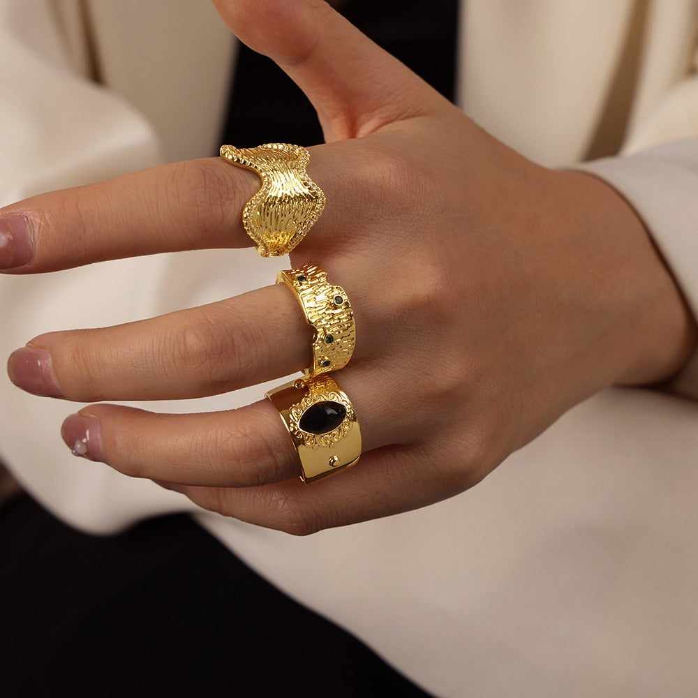 Vintage Style Copper Zirconia Open Ring