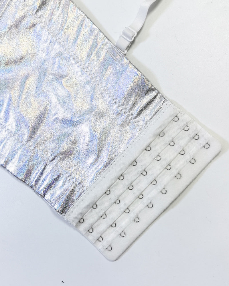 Fishbone Fluorescent Pu Leather Halter Top