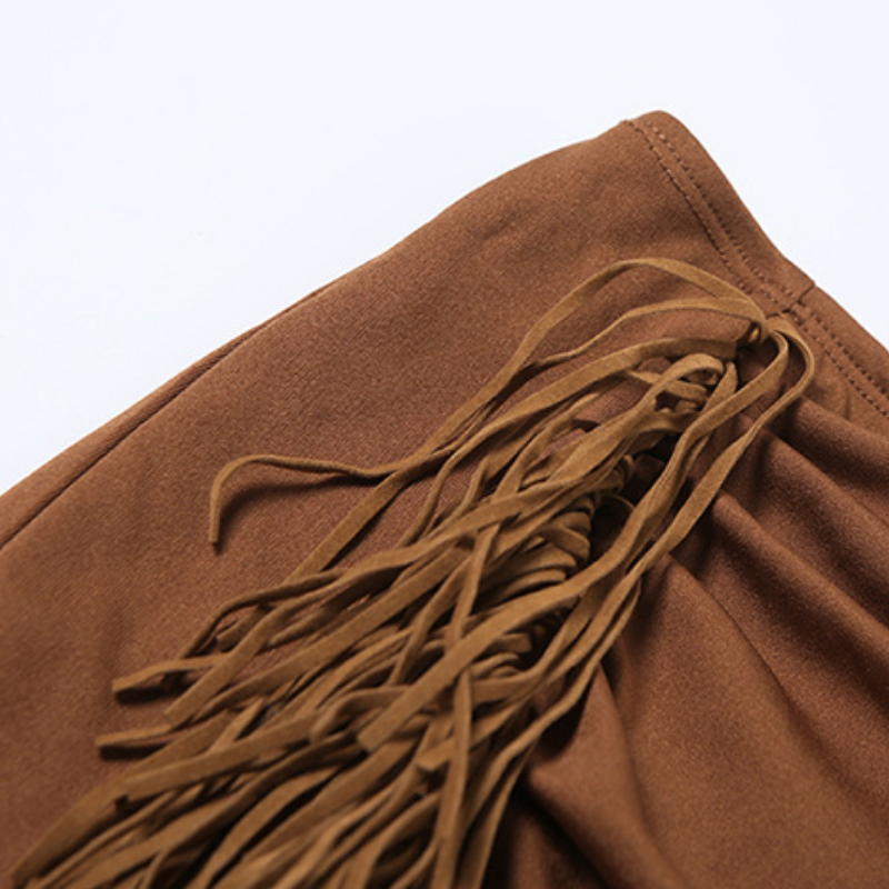 Slit irregular ruched solid maxi skirt