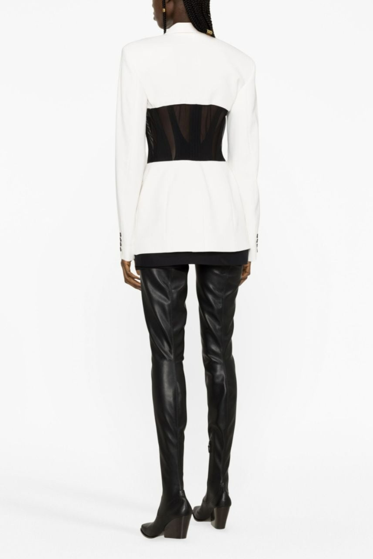 Kamryn Paneled Mesh Blazer - White