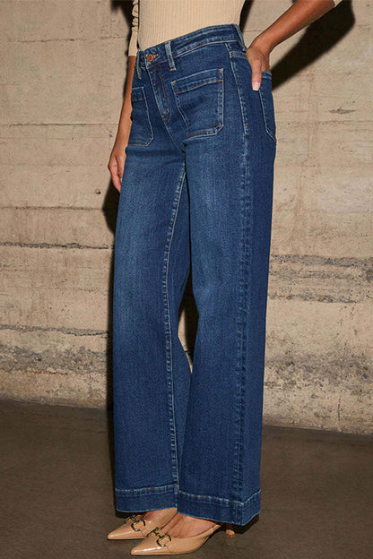 Chic Straight Wide Leg Denim Pants