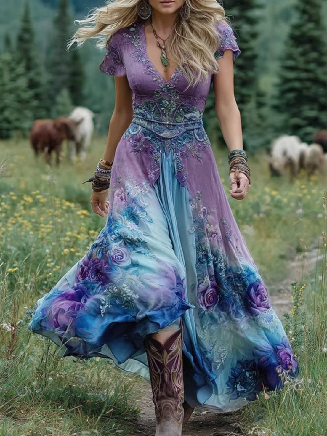 Mavis™ – Elegant Floral Maxi Dress