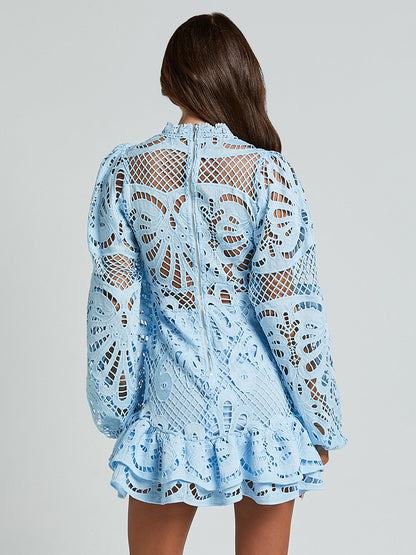Puff Sleeve Lace Dress Birthday Party A-line Mini Dress For Women 2026