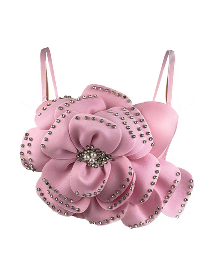 Flower Beaded Fishbone Bra Top