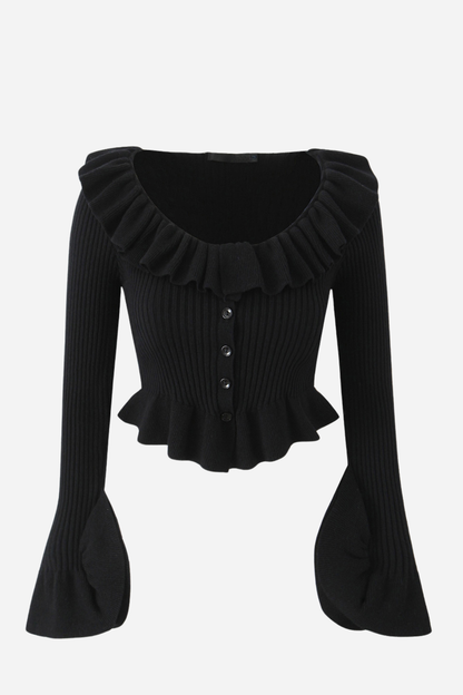 Long Sleeve Ruffle Knit Cardigan