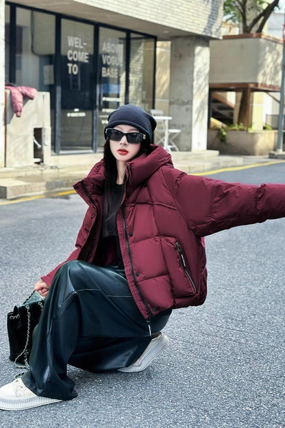 Cropped Oversized Duck Fill Puffer Jacket