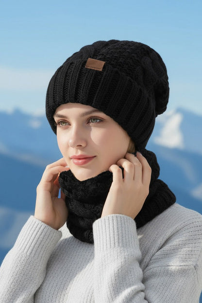 2-Piece Winter Knit Ear Warmer Hat And Scarf Set